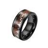 Anillo de Acero Inoxidable con Incrustaciones de Madera Diseño de Alce Joyería de Venta Caliente Transfronteriza Venta al por Mayor Base de Madera con Patrón de Madera Alce
