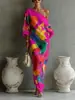 Elegante y sofisticado conjunto de atuendo estilo francés para mujer, nuevo vestido estampado de talla grande para verano