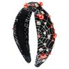 Nueva diadema de Halloween para mujer con diseño de calavera y telaraña, accesorio para el cabello distintivo, diadema festiva de moda con cuentas y diamantes.