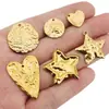 Colar de Aço Inoxidável com Pingente de Coração Plissado e Estrela de Cinco Pontas Banhado em Ouro 18K Color-Preserving Acessórios para Joias de Titânio DIY