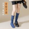 Calcetines de felpa largos para mujer primavera y otoño algodón sin costuras holgados estilo coreano de longitud media hasta la pantorrilla con botas zapatos de cuero moda