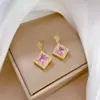 Transfronterizo Nuevo Diamante Tres Piezas Mismo TikTok Moda Joyería Pendientes Anillo Cadena Azul Clavícula Todo-partido Simple