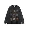 Camiseta de manga larga estilo americano High Street con estampado de Diablo Oscuro de alta resistencia para hombre y mujer, retro, moderna, nueva, top básico