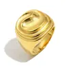Anillo de Moda con Personalidad Simple, Joyería de Acero Inoxidable Chapado en Oro de 18K, Venta Caliente Transfronteriza Europea y Americana Mengjia