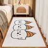 Tapete fofo de desenho animado para sala de estar, feito de falso cashmere, antiderrapante, amigável à pele, tapete de cabeceira de quarto, tapete para sofá e mesa de centro, fácil de manter