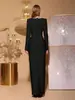 Vestido Largo Ajustado de Vendaje Sexy de Manga Larga Estilo Europeo y Americano con Pedrería, Elegante Vestido de Noche para Mujer con Cuello Cuadrado