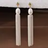 Pendientes Largos con Cadena de Perlas Retro Barrocos y Borlas, Pendientes Elegantes y con Estilo con un Toque Dulce y de Alta Gama