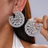 Pendientes colgantes de rombos con borlas tachonados de diamantes de aguja de plata transfronterizos europeos y americanos, pendientes exquisitos y de moda, pendientes versátiles y elegantes al por mayor
