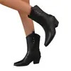 Botas Western Nuevas Otoño e Invierno 2025 Exportación a Amazon con Remaches 40-45 Tacón Alto Punta Puntiaguda Caña Baja Botas para Mujer