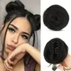 Coque de cabelo postiço clip-in, coque de cabelo pequena, peruca de coque, anel de cabelo liso feminino, coque preto e marrom, fofo e natural, em estoque