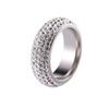 Anillo de arco de cinco filas de acero de titanio Europa y Estados Unidos compra caliente joyería anillo de diamante acero inoxidable arcilla lleno de taladro anillo de alta gama
