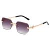 Gafas de sol para mujer sin montura con borde cortado, espejo cóncavo, polígono metálico, gafas de moda europeas y americanas para hombre