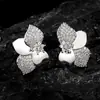 Pendientes de Borla Geométricos con Forma de Hoja de Zircón Populares Transfronterizos Moda Europea y Americana Pendientes de Gama Alta Pendientes Elegantes Venta al por Mayor para Mujeres