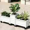 Frete Grátis Liga de Alumínio Caixa de Flores Vaso de Flores para Varanda Externa Caixa de Plantio Retangular Calha para Flores Vaso para Plantas Verdes para Uso Doméstico com Rodas