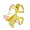 Anel de dedo com zircônia rosa doce e legal, design de avião de papel transfronteiriço, sensação de design de nicho, abertura de quatro pontas, anel de dedo de blogueira com feminino