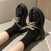2024 Nuevos Mocasines Retro Suela Gruesa Estilo Universitario Tacón Grueso Zapatos Individuales Zapatos Casuales de Mujer Más Fáciles de Combinar Zapatos Británicos de Cuero Pequeño Zapatos de Mujer