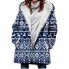 Estilo europeo y americano transfronterizo Amazon nuevo abrigo trench para mujer invierno engrosado estampado copo de nieve 3D botón abrigo con capucha