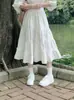 Falda Media Blanca para Mujer, Nuevo Estilo Verano 2026, Falda de Línea A con Volantes, Petite, con Efecto de Caída, Falda Larga Tallas Grandes