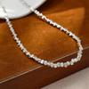Colar de contas de prata irregular de alta qualidade colar de pérolas elegante de luxo leve corrente de clavícula tendência nicho 1659