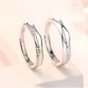 Anillo de Pareja Love Convention para Hombres y Mujeres Un Par de Anillos Abiertos Simples de Amor Anillo de Pareja de Diamantes de Moda Simple Incrustado con Diamantes