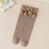 Calcetines de becerro nuevos para niñas transfronterizos, calcetines de media pantorrilla sin costuras, calcetines de algodón para niños, estilo fino de primavera y otoño, calcetines largos preppy, al por mayor
