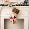 Calcetines de Navidad Tejidos Bordados Dibujos Animados Papá Noel Muñeco de Nieve Reno Bolsa de Dulces Decoración de Árbol de Navidad Adorno Colgante para Regalo