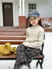 Suéter Básico de Cuello Medio de Alta Frecuencia para Campus para Niños y Niñas, Color Sólido, Elegante, Práctico, Casual, Versátil, Alta Elasticidad