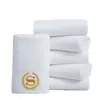 Toalhas Brancas para Hotéis Cinco Estrelas, Toalhas de Hotel Absorventes, Toalhas de Rosto de Algodão com Logo Bordado, Toalhas de Chão, Atacado e Dropshipping