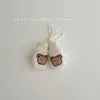 Guantes de bebé coreanos para invierno, unisex, con correa para el cuello, lindo oso de peluche, guantes engrosados y cálidos para otoño e invierno