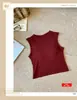 Camiseta térmica sem mangas de gola alta escovada com bojo embutido, camada base lisa de cor sólida slim fit para outono e inverno