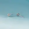 Pendientes de Estrella de Cinco Puntas Brillantes Incrustados de Diamantes de Plata de Ley S925 Nalan, Pendientes Exquisitos y Simples Estilo Ins Nicho M08310