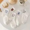 Medias de longitud media de oso para niños Ins de moda estilo japonés lindas para primavera, otoño, verano, estilo universitario de Corea del Sur, calcetines blancos de dibujos animados