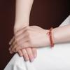 Pulsera de cuentas redondas con transferencia de la suerte, de plata esterlina S925, bañada en oro, con ágata roja y zakilam, cinco vías, dios de la riqueza