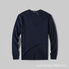 Primavera 2025 Camiseta de Hombre de Algodón Puro Lavado con Cuello Henley de Manga Larga para Hombre Camiseta de Hombre de Cuello Redondo de Color Puro para Capa Interior