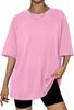 Camiseta de Comercio Exterior Transfronterizo de Amazon para Mujer Verano 2026 Nuevo Estilo Color Sólido Holgado Casual Cuello Redondo Manga Corta Talla Grande Top