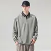 Sudadera de dos piezas de imitación para hombre, otoño e invierno 2026, marca de tendencia estilo americano, polo de manga larga, corte holgado, talla grande, top con cuello camisero