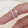 Anillo de Diamante Cuadrado Anillo Cuadrado Distintivo de Moda para Mujer Apertura Ajustable Micro-incrustado Cadena de Zirconia Anillo para Dedo de Comida Ins