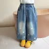 Pantalones vaqueros bordados para niñas de comercio exterior, nuevos pantalones rectos de estilo coreano de moda para niños, primavera y otoño 2026