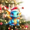 Colgante decorativo de elfo dinosaurio para árbol de Navidad nuevo transfronterizo, plano acrílico, decoración navideña para el hogar, regalo