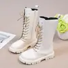 Botas femininas, novo modelo outono 2026, estilo coreano de cano alto, estilo britânico, botas estilo Martin, botas de couro de princesa, botas longas para meninas