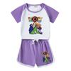 Roupa infantil Rainbow Friends para meninos e meninas, conjunto de verão novo de algodão de manga curta com shorts finos, duas peças