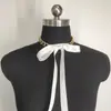 Collar Europeo y Americano Elegante Dama Lazo Cinta Cinta Encaje Cadena Metálica Collar Collar