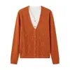 Cardigan de Tricô Vazado com Decote V Falso de Duas Peças Estilo Old Money para Mulheres 2026 Novo Caimento Solto Emagrecedor Fashionable Top com Decote V