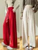 Pantalones Rectos de Talla Grande para Mujer de Primavera y Otoño, Cintura Alta, Sueltos, Adelgazantes, Modernos, para Mujeres de Talla Grande, con Caída, Casual, Pantalones de Pierna Ancha hasta el Suelo