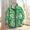 2025temu sitio web independiente otoño e invierno nuevo cárdigan con estampado de flor de anacardo chaqueta acolchada de un solo botón abrigo de algodón para mujer