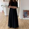 Dongdaemun Primavera y Verano Nuevo Básico Versátil Estilo Holgazán Sensación Fresca Color Sólido Suelto Hasta el Piso Vestido Camiseta Falda Larga