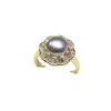 Anillo de Perla de Agua Dulce para Mujer, 8-9 mm, Brillo Fuerte, Defectos Sutiles, Diseño Abierto de Nicho, Chapado en Oro de 18 Quilates, Joyería Completamente Incrustada de Circonita