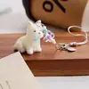Chaveiro de Gato Doce de Resina 3D Flocado Desenho Animado Pingente de Bolsa Cordão para Celular Estojo para Fone de Ouvido Ccd