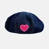 Boina de Mezclilla con Forma de Corazón Verano Nuevo Estilo Coreano Sombrero Versátil de Moda para Mujer Primavera y Verano Dulce Artístico Sombrero de Pintor