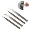Pinzas de Acero Inoxidable de Precisión Curvas y Rectas con Puntas Redondas, Puntas Curvas y Puntas Afiladas para Herramientas de Diario DIY, Clips, Pestañas y Arte de Uñas